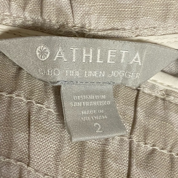 ATHLETA Cabo Linen Jogger Pants Sz 2 Tan/Cream Camo - Picture 4 of 6